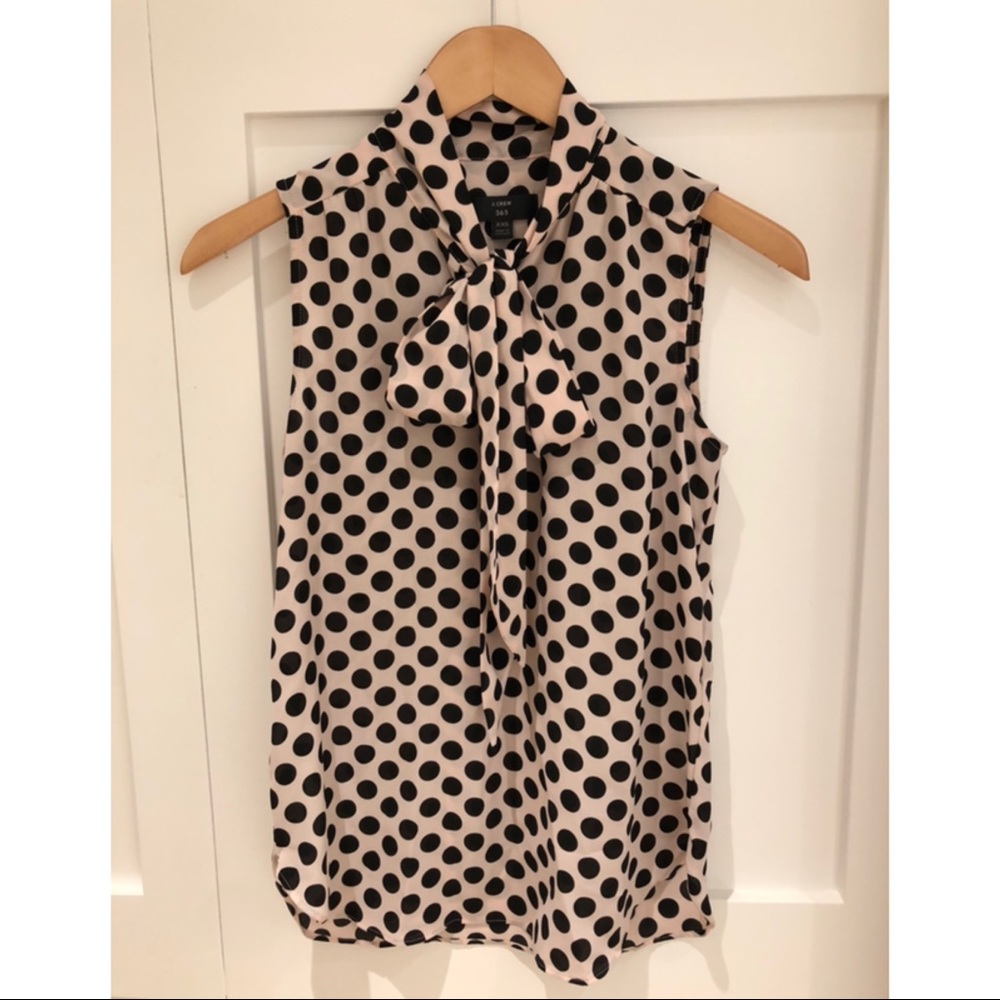 J.Crew Polka Dot Tie Front Blouse